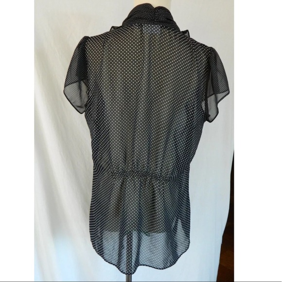 New York & Co Polka Dot Ruffle Work Blouse Top L - Picture 6 of 7